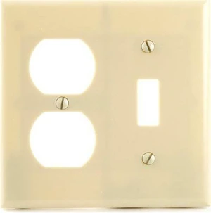 Cooper Wiring Devices 2138V Ivory Thermoset Standard 2-Gang Duplex Outlet & Toggle Wall Plate Cooper Wiring Devices 2138V Ivory Thermoset Standard 2-Gang Duplex Outlet & Toggle Wall Plate