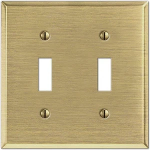 Creative Accents by Jackson Deerfield 9AB102 2-Gang Toggle Switch Wall Plate, Standard Size, Steel w/ Brushed Satin Antique Brass Plated Finish Creative Accents by Jackson Deerfield 9AB102 2-Gang Toggle Switch Wall Plate, Standard Size, Steel w/ Brushed Satin Antique Brass Plated Finish