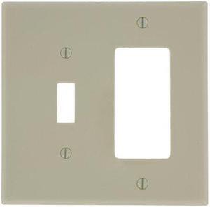 Leviton PJ262-I 2-Gang Combination Toggle Switch & Decora GFCI Rocker Wall Plate, Midway Size Cover, Unbreakable Thermoplastic, Ivory