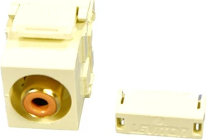 Leviton Quickport Almond RCA Stereo Audio Gold Jack Orange Stripe 40735-ROA Leviton Quickport Almond RCA Stereo Audio Gold Jack Orange Stripe 40735-ROA