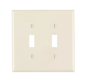 Leviton PJ2-T 2-Gang Toggle Switch Wall Plate, Midway Size Cover, Unbreakable Thermoplastic, Light Almond Leviton PJ2-T 2-Gang Toggle Switch Wall Plate, Midway Size Cover, Unbreakable Thermoplastic, Light Almond