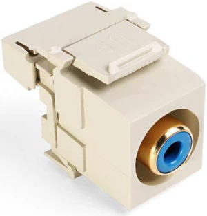 Leviton Quickport Ivory Stereo Audio Gold Jack Blue Stripe 40735-RLI Leviton Quickport Ivory Stereo Audio Gold Jack Blue Stripe 40735-RLI