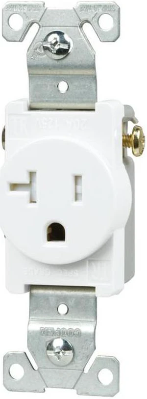 Cooper Wiring Devices 1877W Single Outlet Receptacle, Commercial Grade, 20A 125V, White Cooper Wiring Devices 1877W Single Outlet Receptacle, Commercial Grade, 20A 125V, White