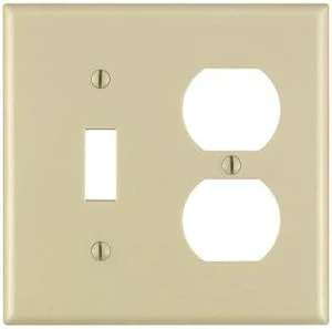Leviton 86005 2-Gang Combination Duplex Receptacle Outlet & Toggle Light Switch Wall Plate, Standard Size, Thermoset Plastic, Ivory Leviton 86005 2-Gang Combination Duplex Receptacle Outlet & Toggle Light Switch Wall Plate, Standard Size, Thermoset Plastic, Ivory