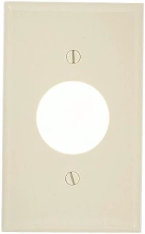 Leviton 1-Gang Single Receptacle Wallplate, 1.406-Inch Hole Diameter, Unbreakable Thermoplastic Cover, Standard Size, 80704-T, Light Almond Leviton 1-Gang Single Receptacle Wallplate, 1.406-Inch Hole Diameter, Unbreakable Thermoplastic Cover, Standard Size, 80704-T, Light Almond