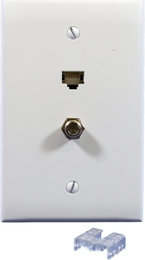 Leviton Midway White 2 Port Cat 5e Coax F Type Nylon Wallplate 5EA10-M2W Leviton Midway White 2 Port Cat 5e Coax F Type Nylon Wallplate 5EA10-M2W