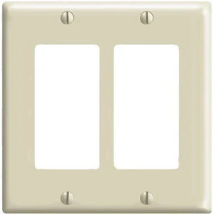 Leviton 2-Gang Decora GFCI Rocker Switch Wall Plate, Standard Size Cover, Unbreakable Nylon, Device Mount, 80409-NI, Ivory Leviton 2-Gang Decora GFCI Rocker Switch Wall Plate, Standard Size Cover, Unbreakable Nylon, Device Mount, 80409-NI, Ivory