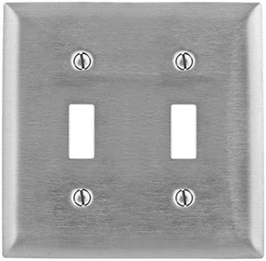 Hubbell SS2 Stainless Steel Metal Two Gang Toggle Switch Wall Plate Hubbell SS2 Stainless Steel Metal Two Gang Toggle Switch Wall Plate
