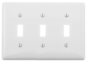 10 Hubbell Wiring White NPJ3W 3-Gang Mid-Size Toggle Switch Wallplate Covers 10 Hubbell Wiring White NPJ3W 3-Gang Mid-Size Toggle Switch Wallplate Covers
