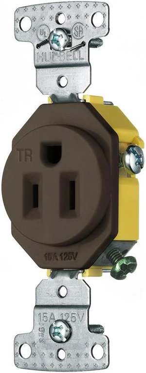 Hubbell Brown Tamper Resistant Self Grounding 5-15R Receptacle 15A 125V RR151TR Hubbell Brown Tamper Resistant Self Grounding 5-15R Receptacle 15A 125V RR151TR