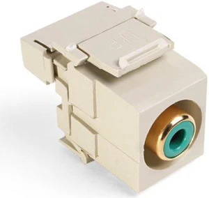 Leviton Quickport Ivory Stereo Audio Gold Jack Green Stripe Barrel 40735-RVI Leviton Quickport Ivory Stereo Audio Gold Jack Green Stripe Barrel 40735-RVI