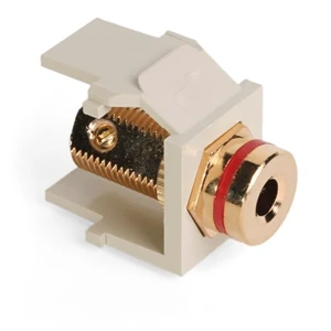 Leviton 40837-BIR QuickPort Banana Jack Adapter Gold-Plated with Red Stripe Ivory Leviton 40837-BIR QuickPort Banana Jack Adapter Gold-Plated with Red Stripe Ivory