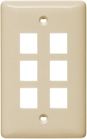 Hubbell NSP14LA NetSelect 1-Gang 6-Port Multimedia Keystone Data Wall Plate, Light Almond Hubbell NSP14LA NetSelect 1-Gang 6-Port Multimedia Keystone Data Wall Plate, Light Almond