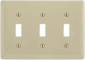 Hubbell NPJ3I 3-Gang Toggle Switch Wall Plate, Unbreakable Nylon, Mid-Size, Ivory Hubbell NPJ3I 3-Gang Toggle Switch Wall Plate, Unbreakable Nylon, Mid-Size, Ivory