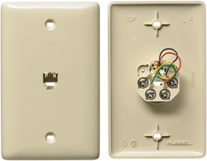Hubbell NS730I Netselect 1-Gang Telephone Jack Wall Plate, 4-Conductor 6-Position, Screw Terminals, Unbreakable Thermoplastic, Standard Size, Ivory Hubbell NS730I Netselect 1-Gang Telephone Jack Wall Plate, 4-Conductor 6-Position, Screw Terminals, Unbreakable Thermoplastic, Standard Size, Ivory
