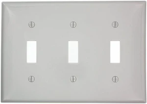 Leviton 3-Gang Toggle Light Switch Wall Plate, Unbreakable Nylon, Standard Size, 80711-GY, Gray Leviton 3-Gang Toggle Light Switch Wall Plate, Unbreakable Nylon, Standard Size, 80711-GY, Gray