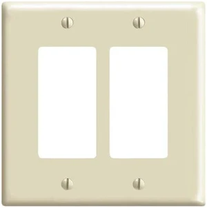Leviton 2-Gang Decora/GFCI Rocker Switch Wall Plate, Thermoset Plastic Cover, Midway Size, 80609-I, Ivory Leviton 2-Gang Decora/GFCI Rocker Switch Wall Plate, Thermoset Plastic Cover, Midway Size, 80609-I, Ivory