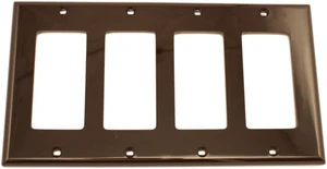 Leviton 4-Gang Decora GFCI Rocker Switch Wall Plate, Standard Size Cover, Thermoset Plastic, Device Mount, 80412, Brown Leviton 4-Gang Decora GFCI Rocker Switch Wall Plate, Standard Size Cover, Thermoset Plastic, Device Mount, 80412, Brown