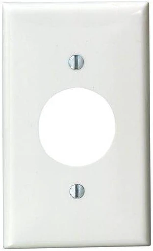 Leviton 1-Gang Single Receptacle Wallplate, 1.406-Inch Hole Diameter, Unbreakable Thermoplastic Cover, Standard Size, 80704-W, White Leviton 1-Gang Single Receptacle Wallplate, 1.406-Inch Hole Diameter, Unbreakable Thermoplastic Cover, Standard Size, 80704-W, White