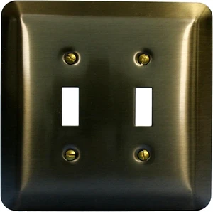 Leviton Jumbo 2-Gang Antique Brass Switch Cover Wall Plate Switchplate Leviton Jumbo 2-Gang Antique Brass Switch Cover Wall Plate Switchplate