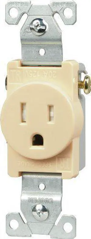 Cooper TR817V Ivory Heavy Duty Tamper Resistant Single Receptacle 15A 125V