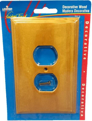 Leviton Finished Wood 1-Gang Duplex Outlet Cover 89203-POK Leviton Finished Wood 1-Gang Duplex Outlet Cover 89203-POK