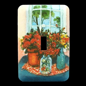 Leviton 89001-FLW 1-Gang Toggle Switch Wall Plate, Metal, Flower Pot Design Leviton 89001-FLW 1-Gang Toggle Switch Wall Plate, Metal, Flower Pot Design