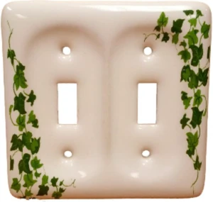 Leviton 89509-GRN 2-Gang Ceramic Toggle Light Switch Cover Wall Plate, Green Vine Pattern Leviton 89509-GRN 2-Gang Ceramic Toggle Light Switch Cover Wall Plate, Green Vine Pattern