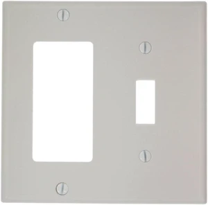 Leviton 80707-W 2-Gang Combination Toggle Light Switch & Decora GFCI Rocker Wall Plate, Standard Size, Unbreakable Thermoplastic, White Leviton 80707-W 2-Gang Combination Toggle Light Switch & Decora GFCI Rocker Wall Plate, Standard Size, Unbreakable Thermoplastic, White