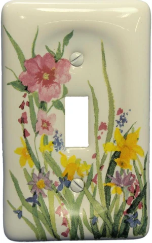 Leviton Wildflower Porcelain Light Switch Cover Toggle Wall Plate 89501-WFL Leviton Wildflower Porcelain Light Switch Cover Toggle Wall Plate 89501-WFL