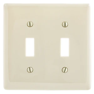 Hubbell NP2LA 2-Gang Toggle Switch Wall Plate, Unbreakable Nylon Cover, Light Almond Hubbell NP2LA 2-Gang Toggle Switch Wall Plate, Unbreakable Nylon Cover, Light Almond