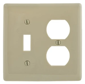 Hubbell NPJ18I Ivory Mid-Size Two Gang One Toggle One Duplex Wall Plate Hubbell NPJ18I Ivory Mid-Size Two Gang One Toggle One Duplex Wall Plate