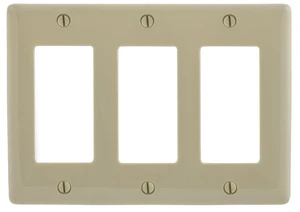 Hubbell NP263I Ivory Nylon Three Gang Decorator Wall Plate Hubbell NP263I Ivory Nylon Three Gang Decorator Wall Plate