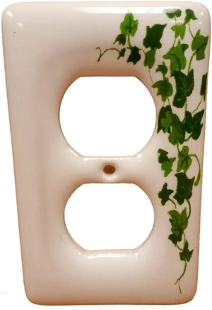 Leviton Ceramic Receptacle Wallplate, Duplex Outlet Cover, Standard Size, 89503-GRN, Green Vine Pattern Leviton Ceramic Receptacle Wallplate, Duplex Outlet Cover, Standard Size, 89503-GRN, Green Vine Pattern