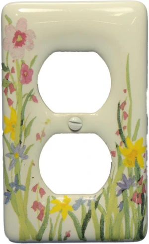 Leviton Wildflower Pattern Porcelain Receptacle Wallplate Duplex Outlet Cover 89503-WFL Leviton Wildflower Pattern Porcelain Receptacle Wallplate Duplex Outlet Cover 89503-WFL