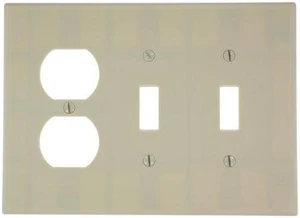 Leviton 80521-I Ivory Midway Three Gang Combination Two Toggle Switch One Duplex Receptacle Wall Plate Leviton 80521-I Ivory Midway Three Gang Combination Two Toggle Switch One Duplex Receptacle Wall Plate