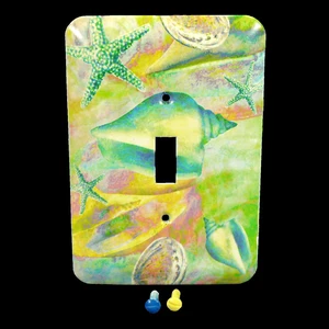 Leviton Seashells 1-Gang Wall Plate Switch Metal Cover Switchplate 89001-SHL Leviton Seashells 1-Gang Wall Plate Switch Metal Cover Switchplate 89001-SHL