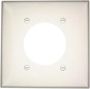 Leviton 80726-W 2-Gang Single Outlet Receptacle Wall Plate, 2.15-Inch Diameter Opening, Unbreakable Thermoplastic, Standard Size, White