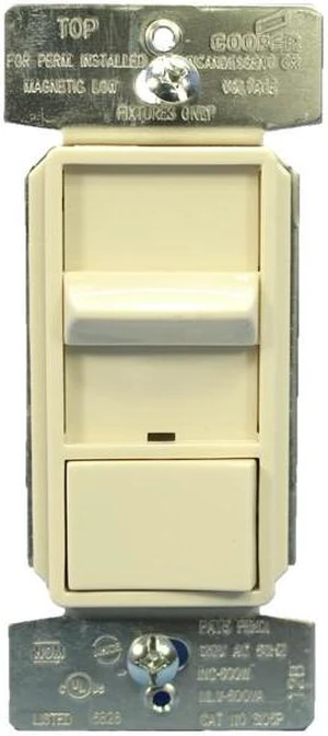 Cooper Wiring Devices SI06P-LA-K-L 600W 125V SKYE Incandescent Halogen Magnetic Low-Voltage Decorator Preset Side Dimmer Light Almond Cooper Wiring Devices SI06P-LA-K-L 600W 125V SKYE Incandescent Halogen Magnetic Low-Voltage Decorator Preset Side Dimmer Light Almond