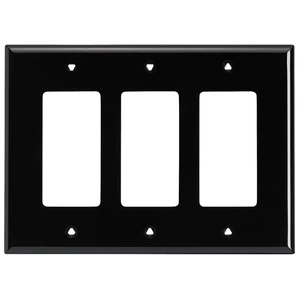 Cooper Wiring Devices PJ263BK 3-Gang Decorator GFCI Rocker Switch Wall Plate, Unbreakable Polycarbonate, Mid-Size, Black Cooper Wiring Devices PJ263BK 3-Gang Decorator GFCI Rocker Switch Wall Plate, Unbreakable Polycarbonate, Mid-Size, Black