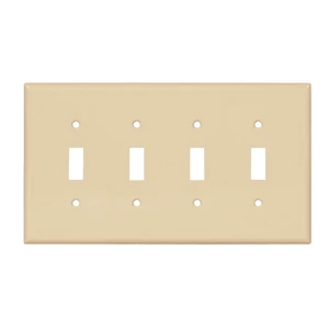 Cooper PJ4V Ivory Mid-Size Unbreakable Four Gang Toggle Light Switch Wall Plate Cooper PJ4V Ivory Mid-Size Unbreakable Four Gang Toggle Light Switch Wall Plate