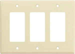 Cooper Wiring Devices PJ263A 3-Gang Decorator GFCI Rocker Switch Wall Plate, Unbreakable Polycarbonate, Mid-Size, Almond Cooper Wiring Devices PJ263A 3-Gang Decorator GFCI Rocker Switch Wall Plate, Unbreakable Polycarbonate, Mid-Size, Almond