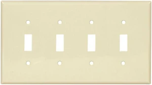 Cooper Wiring PJ4A Almond Unbreakable Mid-Size 4-Gang Toggle Switch Wall Plate Cooper Wiring PJ4A Almond Unbreakable Mid-Size 4-Gang Toggle Switch Wall Plate