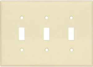Cooper PJ3A Almond Mid-Size Unbreakable Three Gang Toggle Light Switch Wall Plate Cooper PJ3A Almond Mid-Size Unbreakable Three Gang Toggle Light Switch Wall Plate