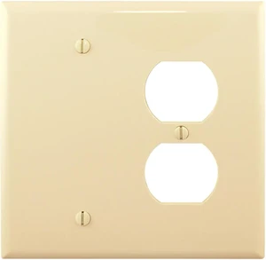 Cooper PJ138V Ivory Mid-Size Unbreakable Two Gang One Duplex Outlet One Blank Wall Plate Cooper PJ138V Ivory Mid-Size Unbreakable Two Gang One Duplex Outlet One Blank Wall Plate