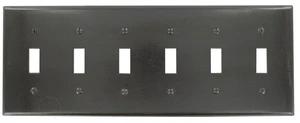 Leviton 85036 Brown Six Gang Toggle Light Switch Wall Plate Leviton 85036 Brown Six Gang Toggle Light Switch Wall Plate