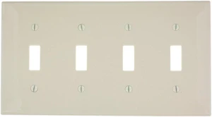 Leviton 80712-A 4-Gang Toggle Switch Wall Plate, Standard Size, Thermoplastic Nylon, Almond Leviton 80712-A 4-Gang Toggle Switch Wall Plate, Standard Size, Thermoplastic Nylon, Almond