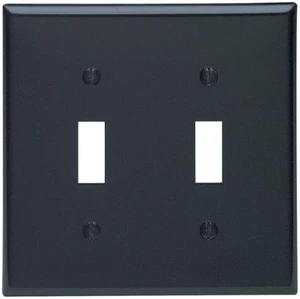 Leviton 2-Gang Toggle Light Switch Wall Plate, Unbreakable Thermoplastic Cover, Standard Size, 80709-E, Black Leviton 2-Gang Toggle Light Switch Wall Plate, Unbreakable Thermoplastic Cover, Standard Size, 80709-E, Black