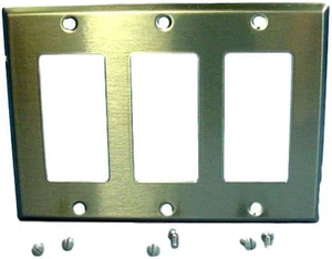Cooper/Arrow Hart ANTIMICROBIAL 3-Gang Stainless Steel Decorator Wallplate Cover GFCI GFI Cooper/Arrow Hart ANTIMICROBIAL 3-Gang Stainless Steel Decorator Wallplate Cover GFCI GFI