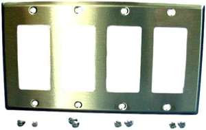 Cooper/Arrow Hart ANTIMICROBIAL 4-Gang Stainless Steel Decorator Wallplate Cover GFCI GFI Cooper/Arrow Hart ANTIMICROBIAL 4-Gang Stainless Steel Decorator Wallplate Cover GFCI GFI